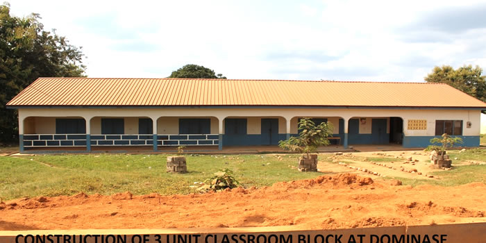 Construction of 3 unit classroom block at Dominase